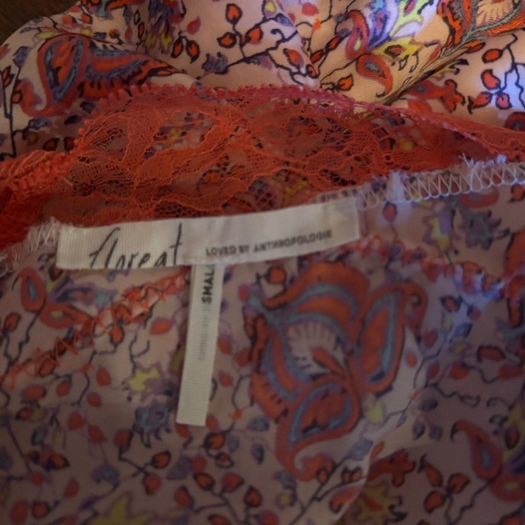 EUC Anthropologie Romper Nightie S Coral Floral - Picture 8 of 11